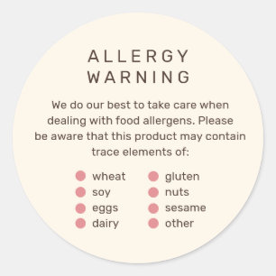 Étiquette d'allergène de boulangerie prête à la ma