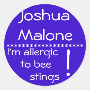 Étiquette d'allergie à la piqûre d'abeille