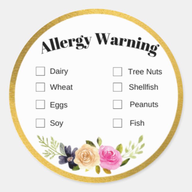 Étiquette d'allergie alimentaire (Devant)