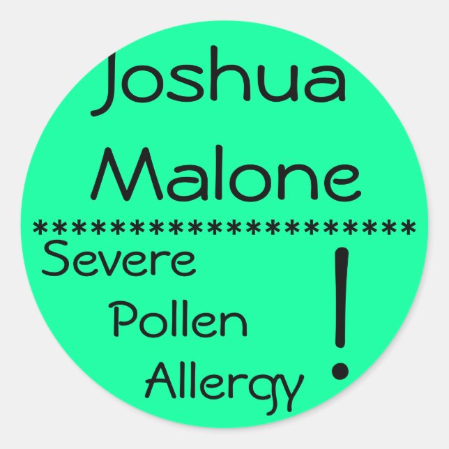 Étiquette d'allergie au pollen sévère** (Devant)