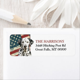 Étiquette Dalmatien Drapeau USA Grunge