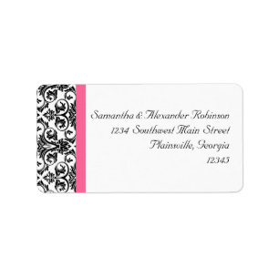 Étiquette Damassé rose et blanche fuchsia victorienne