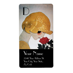ÉTIQUETTE DAME AVEC ROSE ROUGE BEAUTY MODE COSTUME DESIGNER