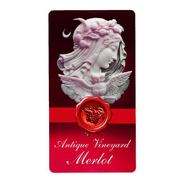 Étiquette DAME DE NUIT, OWL, ROUGE GRAPES CIEL Vin Mariage (Devant)
