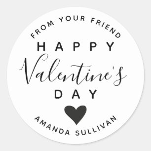 étiquette d'amitié de la Saint-Valentin noir et 