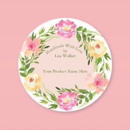 Étiquette d'amour fait main Rose Wreath Blush & Wh