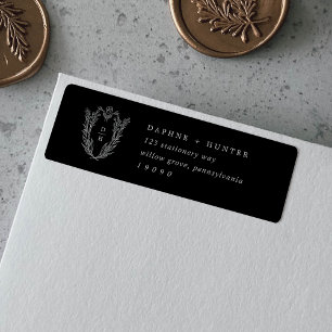 Étiquette DAPHNE Elégant noir foncé Adresse de retour Étique
