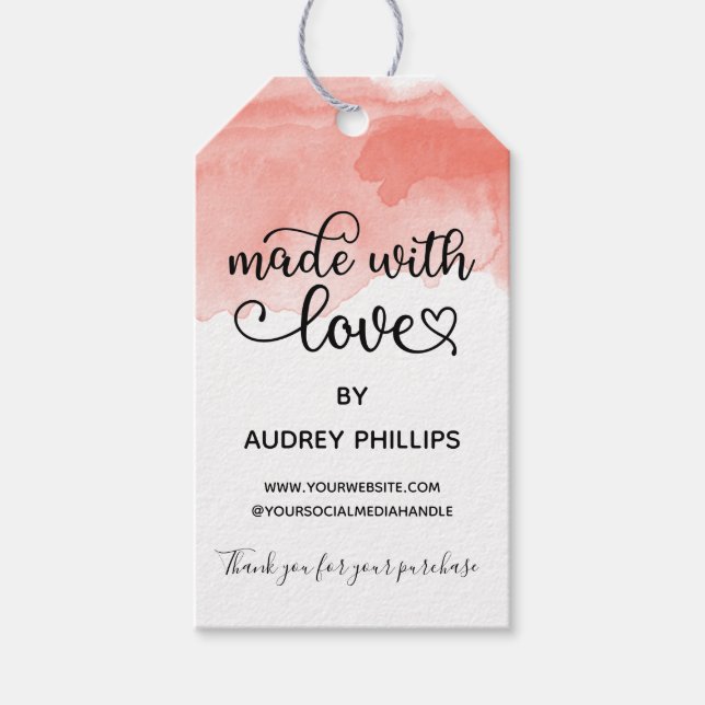 Étiquette D'Aquarelle De Corail Fabriquée Avec Amo (Devant)