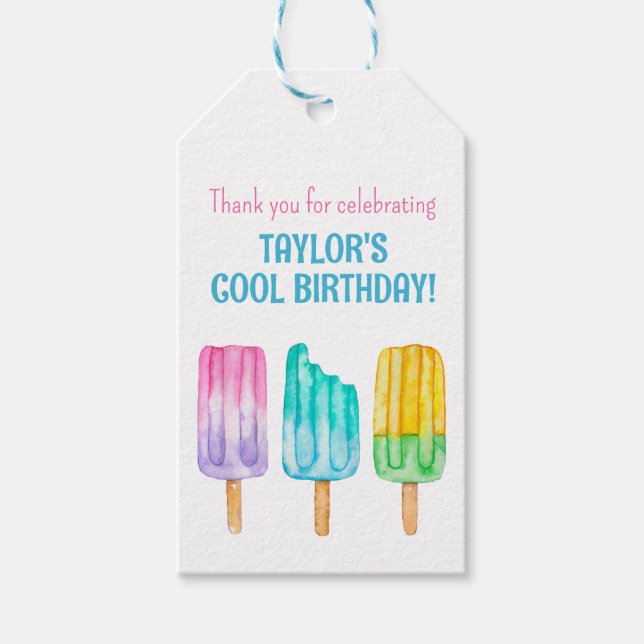 Étiquette d'aquarelle Popsicles Favoriser (Devant)