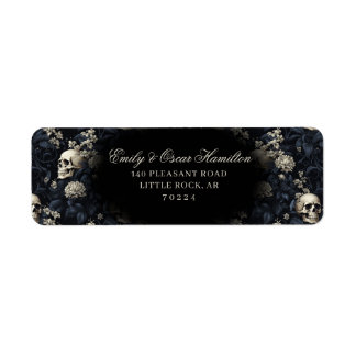 Étiquette Dark Gothic Floral Skull Moody Adresse de retour