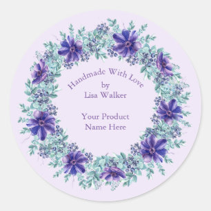 Étiquette d'article fait main Russe Purple Wreath 
