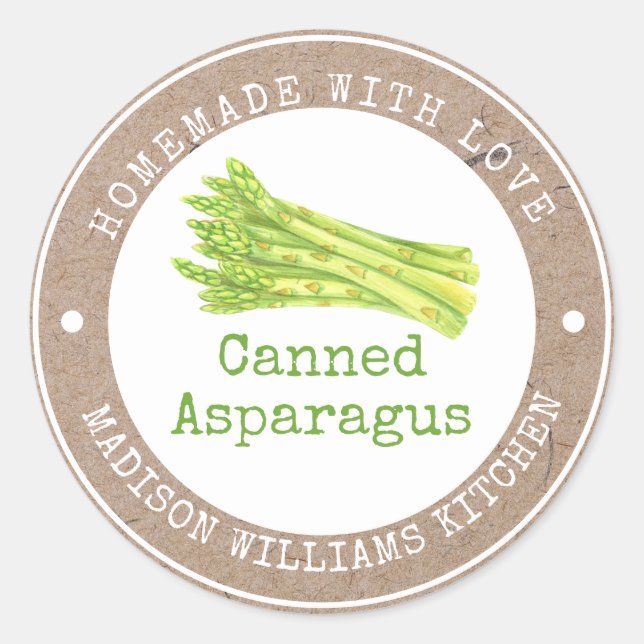Étiquette d'asperges en conserve | Faite maison av (Devant)