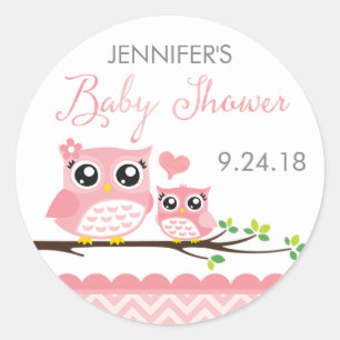 Étiquette d'autocollants de Baby shower de hibou