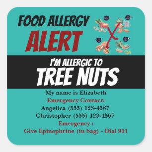 Étiquette d'avertissement d'alerte d'allergie alim