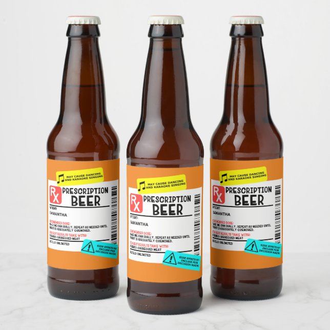 Étiquette d'avertissement de bière sur ordonnance  (Bouteilles)