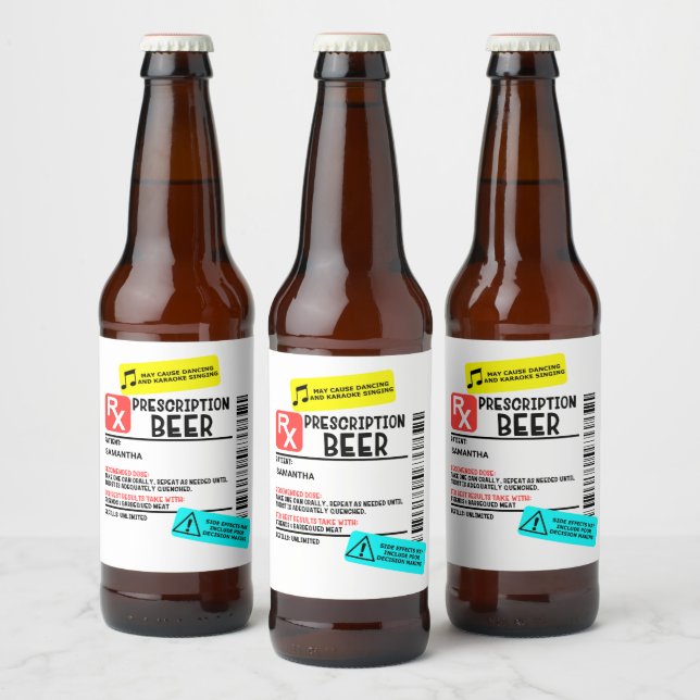 Étiquette d'avertissement de bière sur ordonnance  (Bouteilles)