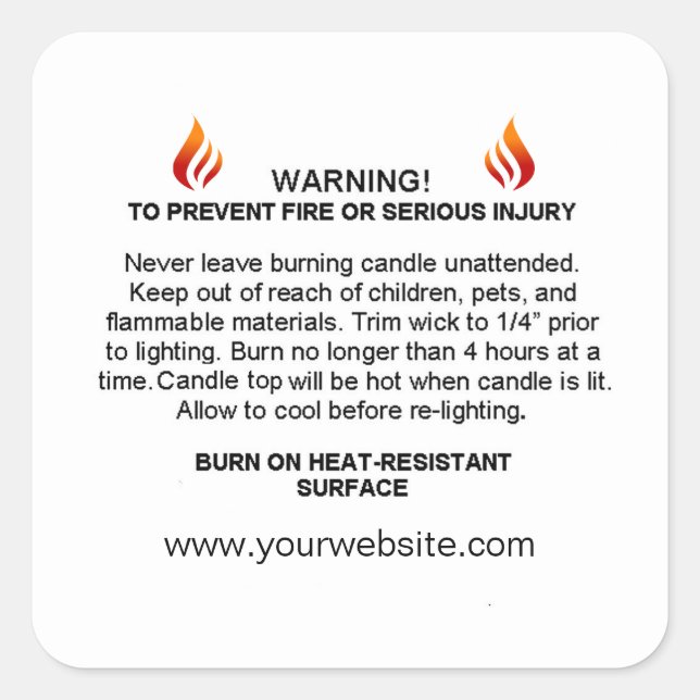 Étiquette d'avertissement de danger de bougie (Devant)