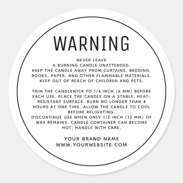 Étiquette d'avertissement de produit blanc minimal (Devant)