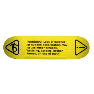 étiquette d'avertissement de skateboard avec pict