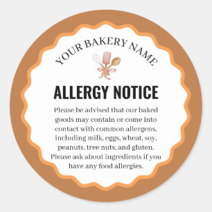 Étiquette d'avis d'allergie aux ustensiles de boul