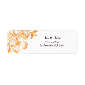 Étiquette de adresse à fleurs de Dogwood orange