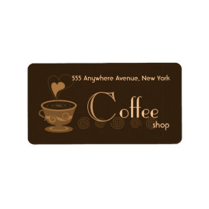 Étiquette de adresse à la mode de Coffeeshop