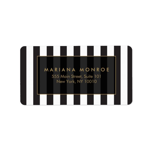 Étiquette de adresse à rayures noir et blanc (Devant)