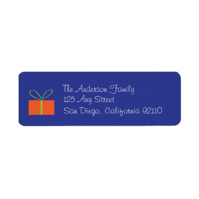 Étiquette de adresse actuel de Noël (bleu) (Devant)