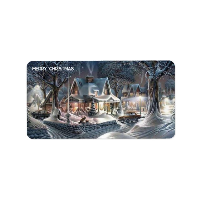 Étiquette de adresse arrière - plan de neige de No (Devant)