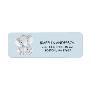 Étiquette de adresse Baby shower Blue Elephant Twi