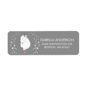 Étiquette de adresse Baby shower Bunny couché