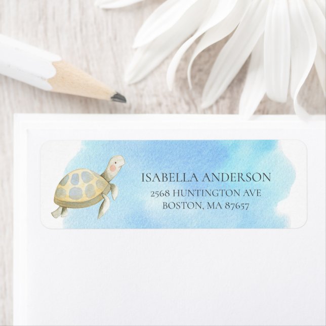 Étiquette de adresse Baby shower de la tortue de m (En situation)