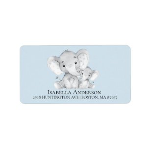 Étiquette de adresse Baby shower Elephant Boys