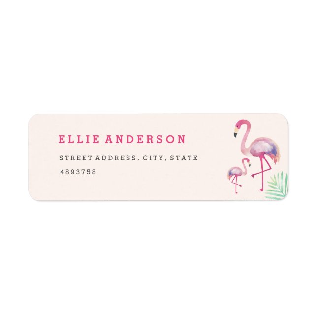 Étiquette de adresse Baby shower Flamant rose rose (Devant)