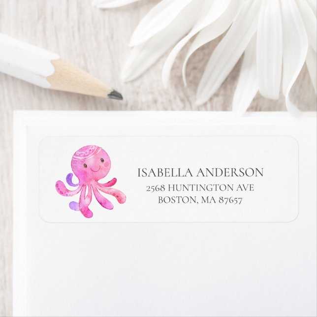 Étiquette de adresse Baby shower octopus mignon (En situation)