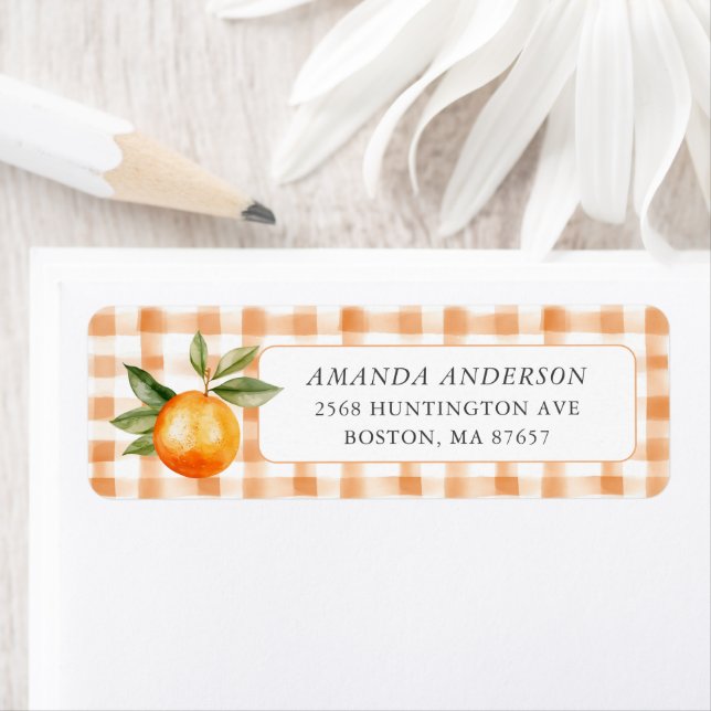 Étiquette de adresse Baby shower Orange Blossom Bl (En situation)