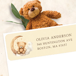 Étiquette de adresse Baby shower Teddy Moon