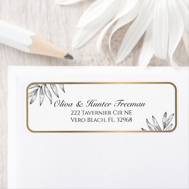 Étiquette de adresse Black & Gold personnalisé (En situation)
