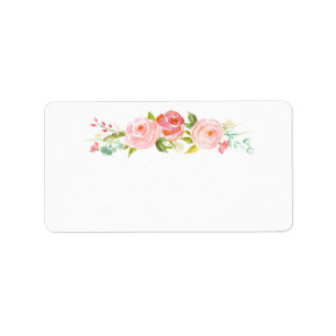 Étiquette de adresse blanc floral de roseraie vide