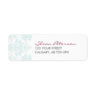 Étiquette de adresse bleu Damask