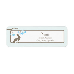 Étiquette de adresse bleu de lapin de mère et de