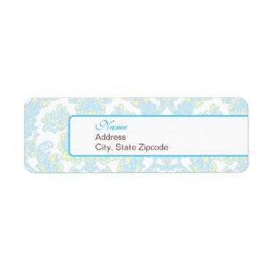 Étiquette de adresse bleu et jaune élégant de