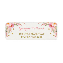 Étiquette de adresse Boho Floral Pink Gold Baby sh