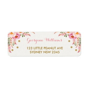 Étiquette de adresse Boho Floral Pink Gold Baby sh