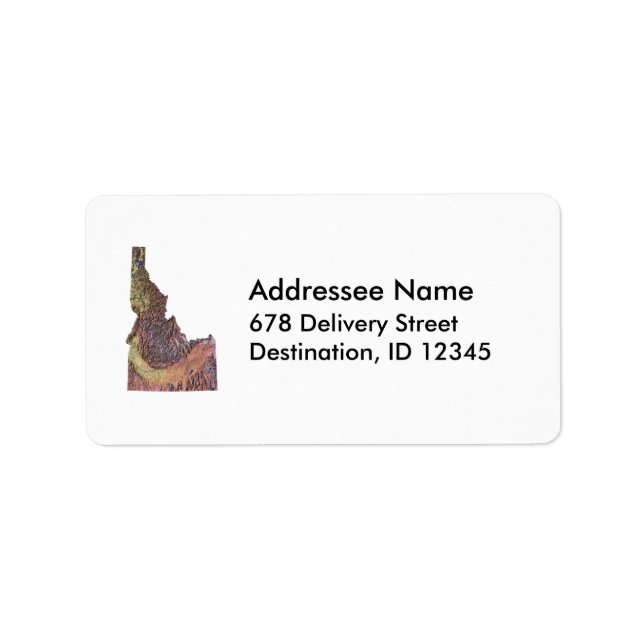 Étiquette de adresse Carte Idaho (Devant)