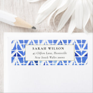 ÉTIQUETTE DE ADRESSE CHEVRON BLEU INDIGO WATERCOLO