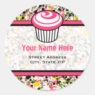 Étiquette de adresse Cupcake - Plat de peinture mu