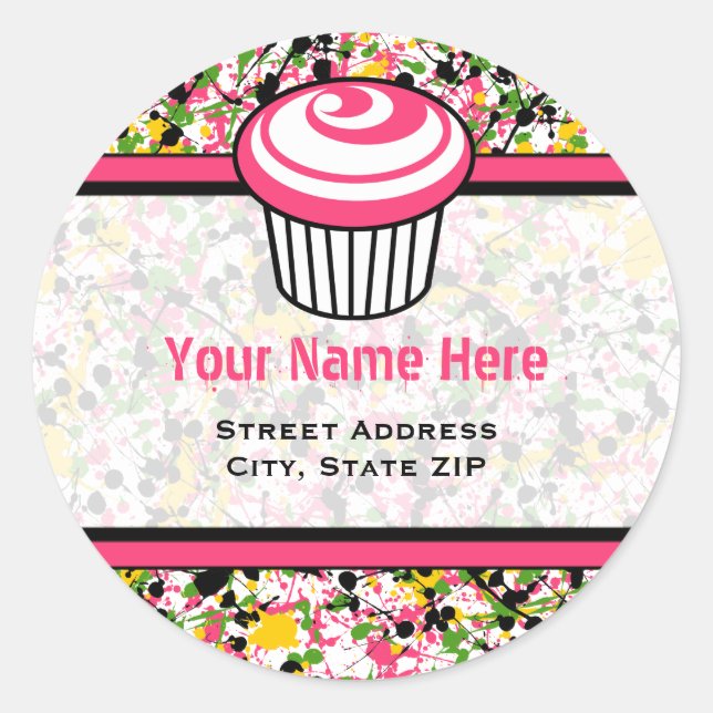 Étiquette de adresse Cupcake - Plat de peinture mu (Devant)
