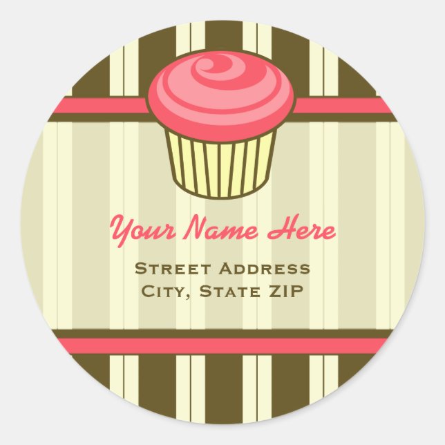 Étiquette de adresse Cupcake rose - Grandes Brown (Devant)