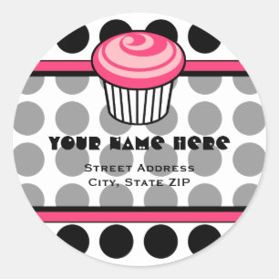 Étiquette de adresse Cupcake Rose - Pointe Polka N